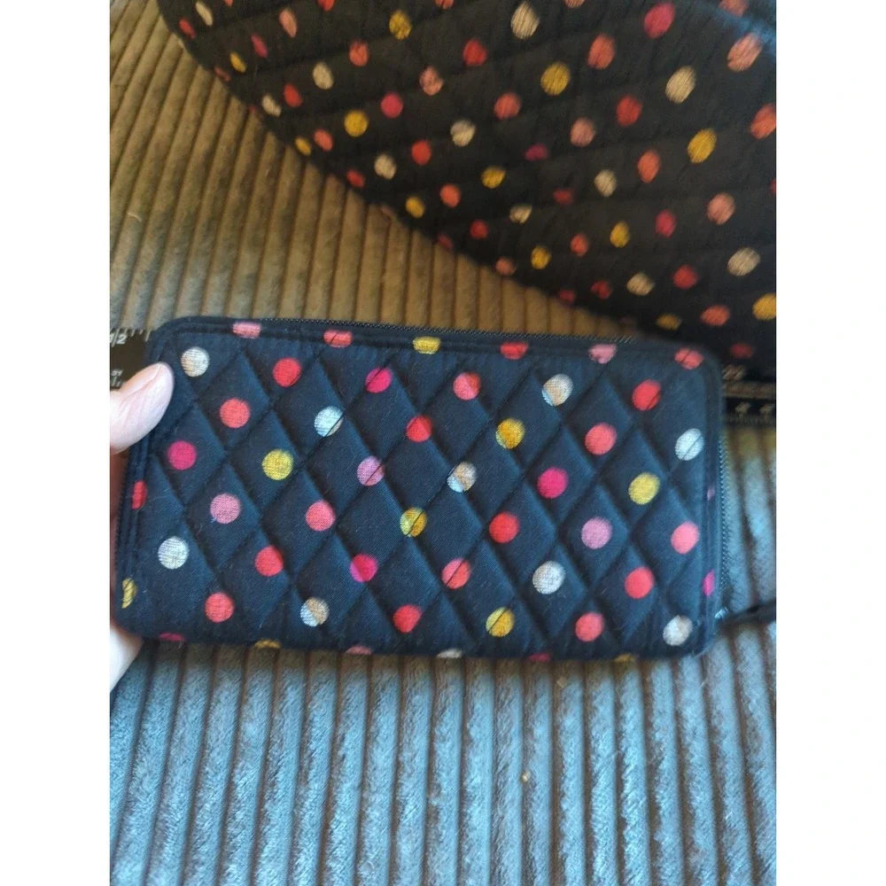 Vera Bradley Havana Dots Large Tote Bag And Wallet EUC Shoulder Bag